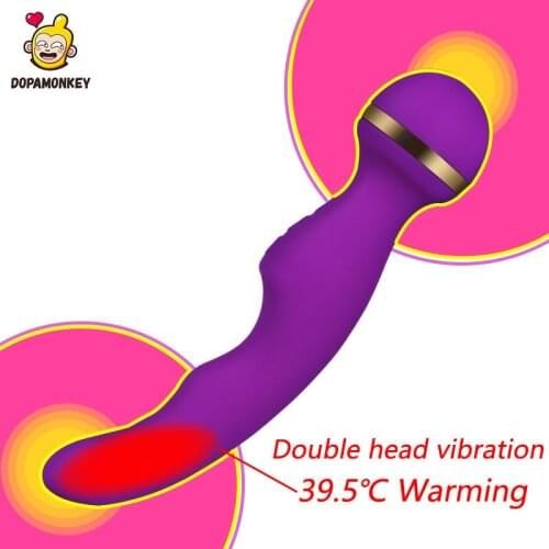 DopaMonkey Double Head Vibration 10 Speed Vibrator Massager Sex Toy for Women Dildo Clit G spot Stimulate Heating Shock Vibrator