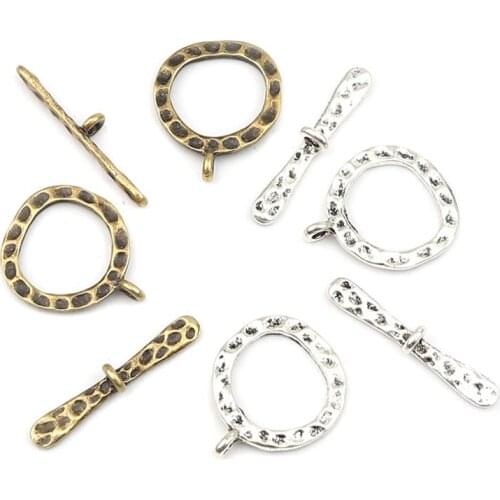 DoreenBeads Zinc Based Alloy Toggle Clasps Circle Ring Metal DIY Making Earrings Necklace Women Handmade Jewelry Findings,10Sets