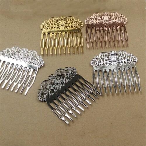 1pc 55x60mm 10 Teeth Comb Hair Women Silver Color Hair Comb Hairs Findings Barrettes Retro Headwear Accessories