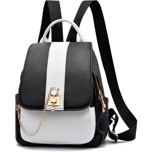 Lady PU Leather Fashion Backpacks Bags 2021 Soft Handle Casual Student Classic Travel Backpacks Woman