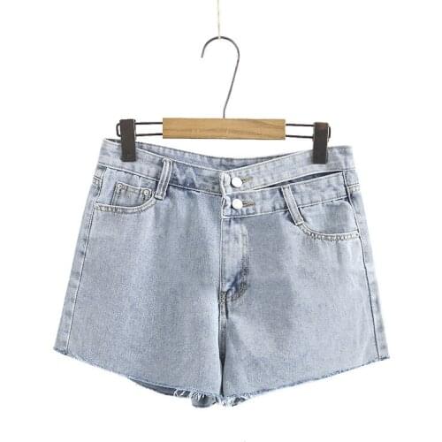 Plus Size XL-5XL Womens Solid Denim Shorts Casual Simple Female Summer Shorts with Pockets