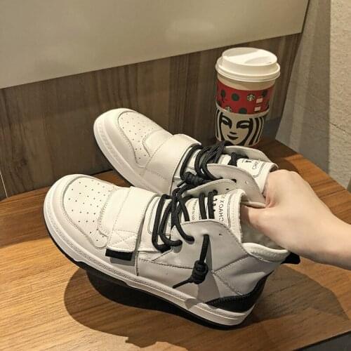 High-top shoes women 2020 autumn Korean version of all-match fashion shoes flat white sports casual shoes street shoes