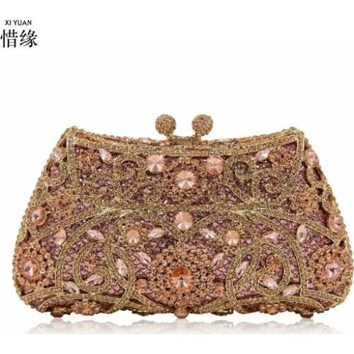 Female Crystal diamond Clutch bags Evening Bag For Women Metal Floral Clutches bags Wedding Party Flower Handbag wallet handbag