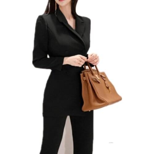 New fashion office OL Double-Breasted Women Jumpsuits Spring Long Sleeve Irregular Work Wear Notched Collar Jumpsuit Overalls