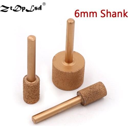 1PCS 6MM Shank 12MM To 25MM Brazed Diamond Grinding Head Burrs Carving Peeling Bits For Jade Stone Concrete Ceramic Mill Bullet