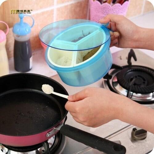 1PC Round multi-Grids seasoning Pot Kitchen Sugar Salt Pepper Removable Plastic Spice Containers LF 115