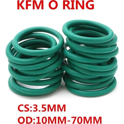10pcs Heat Oil Resistant 3.5mm FKM Fluorine O-Ring Rubber Sealing Ring OD 10-70mm Green