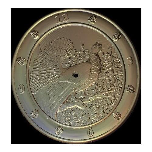 3D round bird peacock clockrelief for CNC router engrave Artcam Aspire type3 STL format file M481