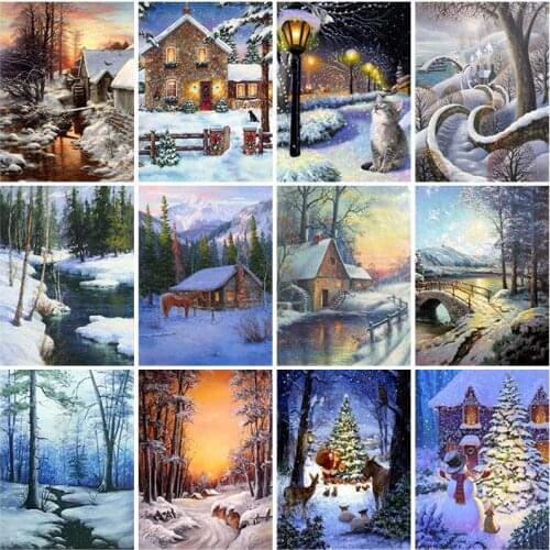 5D Diamond Painting Landscape Winter Diy Diamond Embroidery Snow Full Square Rhinestone Mosaic Cross Stitch Home Decor