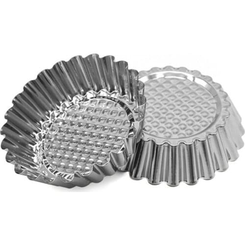6pcs Multifunction Ripple Stainless Steel Egg Tart Mold Circular Lace Cupcake Cake Mold Muffin Baking Cup