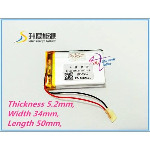 SD523450 Supplier price rechargeable 1000mah polymer battery 3.7V 523450 for electric power tools tablet battery