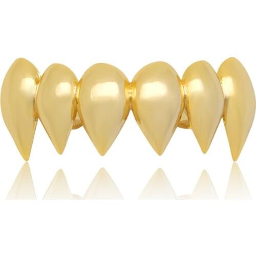 OMYFUN Fang Teeth Grillz Pop Club Mouth Accessory Tooth Grillz Top Sharp Drop Grills Hiphop Teeth Caps Custom Handmade Grillz