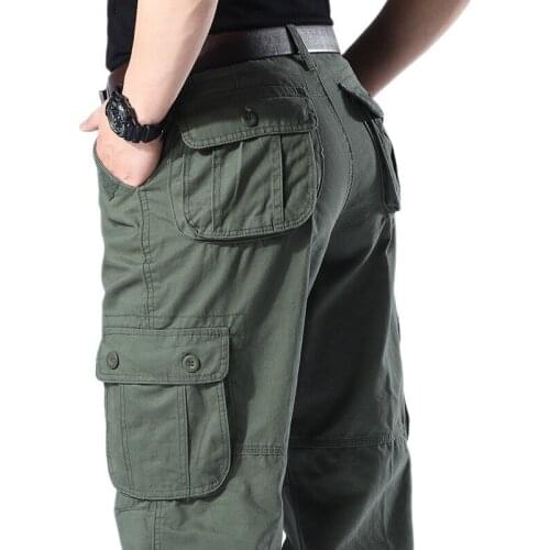 Mens Cargo Pants Multi Pockets Military Style Tactical Pants Cotton Male Outwear Straight Casual Long Trousers for Men 29-44