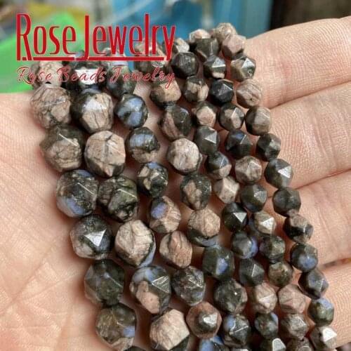 Natural Faceted Blue Amphibole Stone Loose Spacer Beads For Jewelry Making DIY Bracelet Necklace Accessories 15"Strand 6/8/10mm