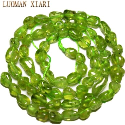 Irregular Gravel Straight Hole Natural Peridot Stone Beads For Jewelry Making 4-6 mm DIY Bracelet Necklace Material Strand 15