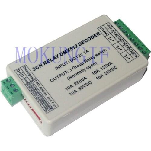 Fast shipping 3Pcs 3CH dmx512 LED Controller 3 channel DMX 512 RELAY OUTPUT Decoder Switch WS-DMX-RELAY-3CH