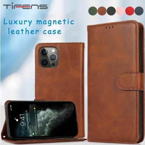 Luxury Leather Magnetic Wallet Case For iPhone 12 Mini 11 Pro XR X XS Max 6 6s 7 8 Plus SE 2020 Flip Card Slot Phone Bags Cover