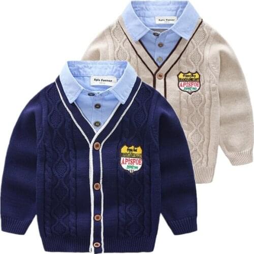 Childrens sweater boys shirt collar sweater top