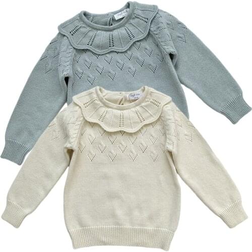 Baby Sweater Girl Autumn Long Sleeve Warm Spring Knitted Baby Girls Sweater Girls Pullover Top Ruffle Sweater Princess Clothes