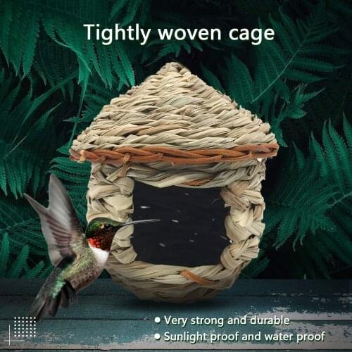 Humming Bird House Grass Hand Woven for Outdoors Hanging Bird Hut, Hummingbird House for Finch Canary Chickadee Bird Nest