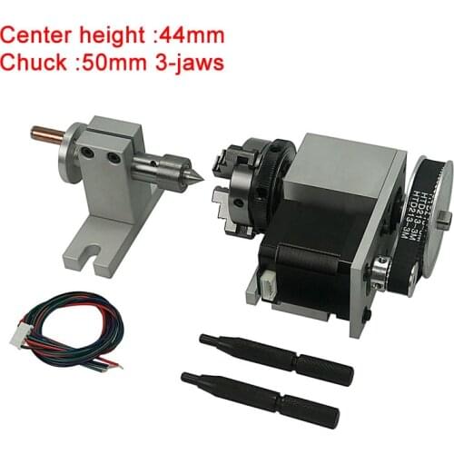CNC 4th axis in chuck 50mm 3-jaw tailstock center height 44mm rotary axis kit CNC 3020 3040 6040 milling engraving machine