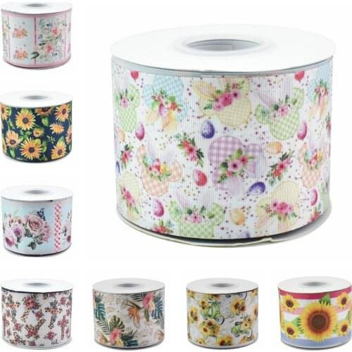 HSDCraft Free shipping 50 Yards/Roll HT Printed Grosgrain ribbon for diy Hair Accessories