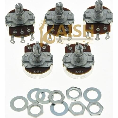 KAISH 10pcs A250K Electric Guitar Audio Pots 24mm Base w/ Short Shaft Potentiometers