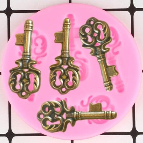 Key Silicone Mold Cupcake Topper Fondant Molds DIY Party Cake Decorating Tools Chocolate Gumpaste Moulds Resin Candy Clay Mould
