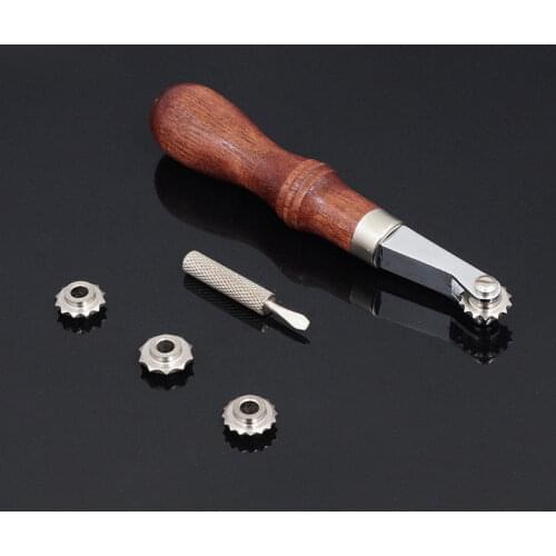 Leather craft spacer Set System Embossing system set Spacing Wheel Punching Punch Tool with 4 wheels 5/6/ 7/ 8 holes per inch