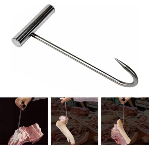 Stainless Steel Meat Hook Practical Pork Hook Roasted T-Hook Beaf Chicken Hook for Store Restaurant Barbecue Butchering