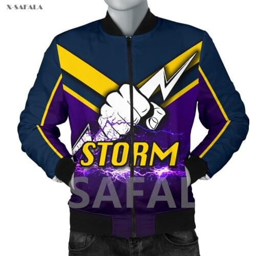 Melbourne Storm Skull Tattoo 3D Printed Men Women Bomber Jacket Zipper Casual Harajuku Streetwear Tracksuits Thick Coats