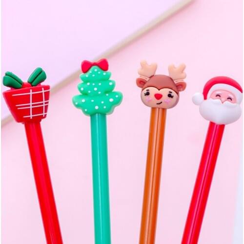 Hot Sell 40pcs Kawaii Christmas Pens Cute Creative Santa Deer Gel Pens for School Office Supplies Stationery Accessories Gift
