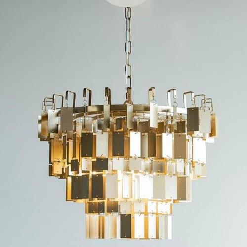 Metal Sheet Pendant Chandelier Lamp For Dining Room Bar Cafe Lighting E14 Led Lustre Living Room Bedroom round Iron Chandeliers