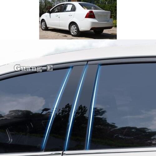 For Chevrolet LOVA 2006 2007-2010 Car PC Material Pillar Post Cover Door Trim Window Piano Black Molding Sticker Plate Parts