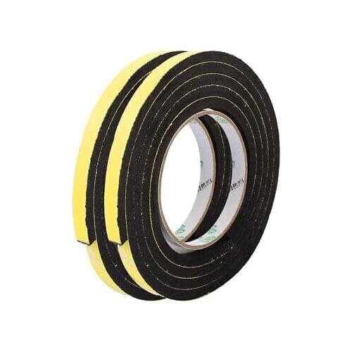 2 Pcs 10mmx6mm Single Sided Self Adhesive Shockproof Sponge Foam Tape 2M Length