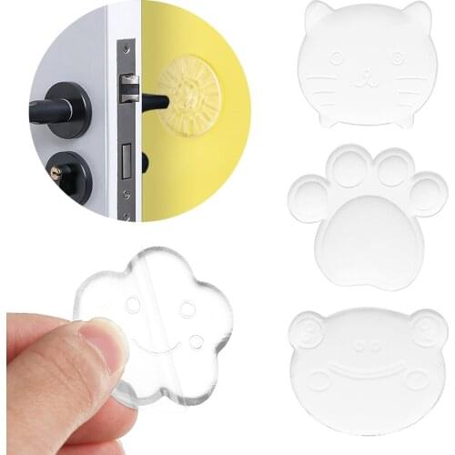 PU Transparent Door Stoppers Wall Protection Safety Shock Absorber Door Handle Bumpers Security Cartoon Waterable Wall Protector