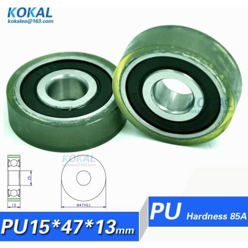 [PU1547-13] high quality 6302RS TPU PU ball bearing roller wheel counting machine bearing pulley 15*47*13 PU pulley 1547K