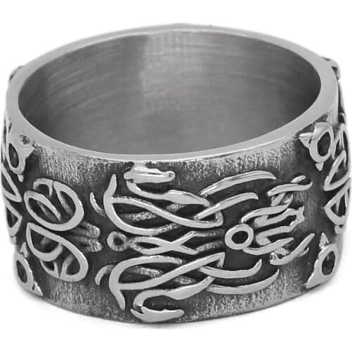 Nordic Viking amulet drgon dreki Scandinavian Jormungand Knot rings stainless steel with valknut rune gift bag