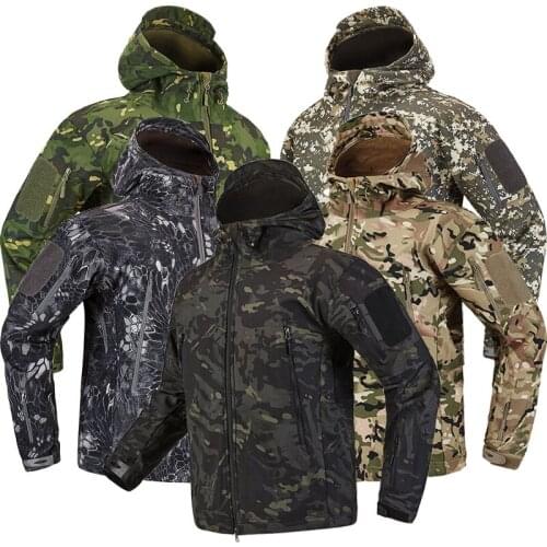 Lurker Shark Skin Soft Shell Tactical Men Waterproof Windbreaker Fleece Coat Hunt Clothes Camouflage Army Military