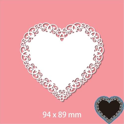 Cutting Dies Lace Heart Flower Stencil Craft for Scrapbook Stamps Dies Embossing Paper Gift Card 94*89mm