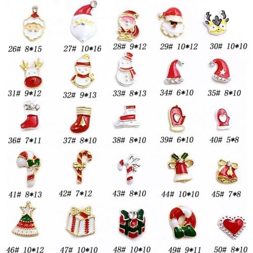 10pcs/lot Japan 3D Metal Nail Art Decoration Alloy Kawaii Santa Claus Ring Boat Hat Gloves DIY Nail Tool For Christmas