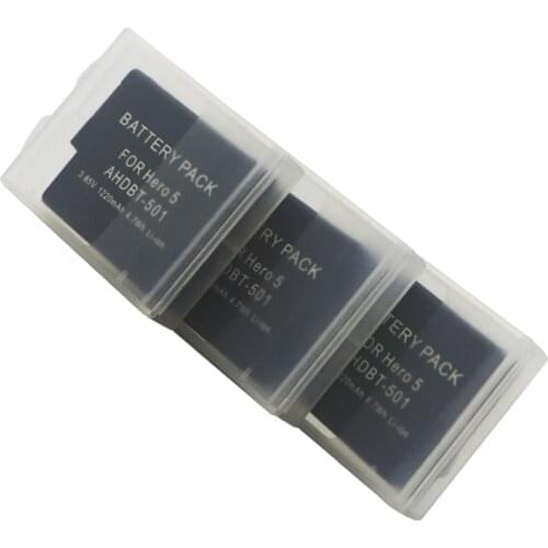 3Pc for Fully Decoded GoPro Hero 5 Hero 6 Battery +Battery case for GoPro Camera AHDBT-501 AHDBT 501 Gopro Hero5 6 4K Camera