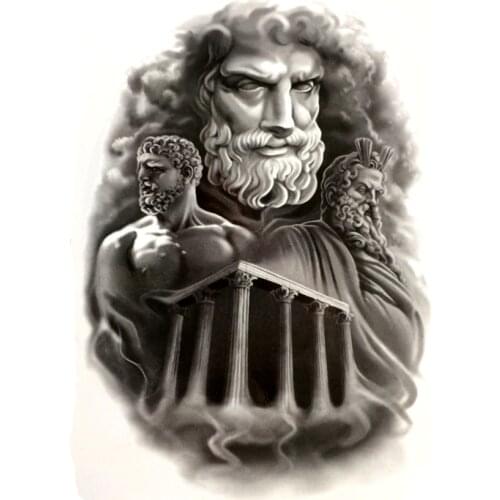 5pcs Zeus temple Waterproof Temporary Tattoos men Greek the king of gods harajuku Fake Tattoo body art Henna Tatoo sleeve