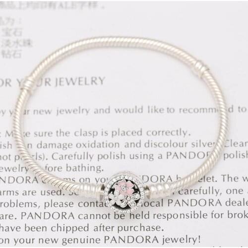 Authentic S925 Bracelet Bangle for Women Poetic Blooms Clasp fit Lady Bead Charm Pendant