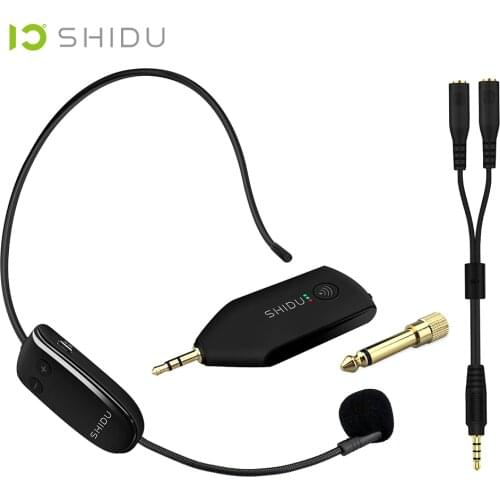 SHIDU U8 UHF Wireless Microphone 3.5/6.5mm Plug Headset Handheld 2In1 Portable Mic Voice Amplifier for Speakers Teacher Guide