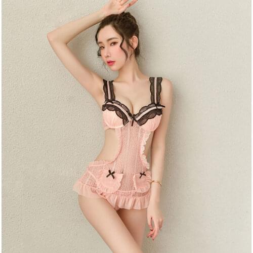 Jimiko brand woman sexy lingerie maid uniform pink backless lingerie lace sling erotic maid lingerie sexy sexy uniform sex skirt