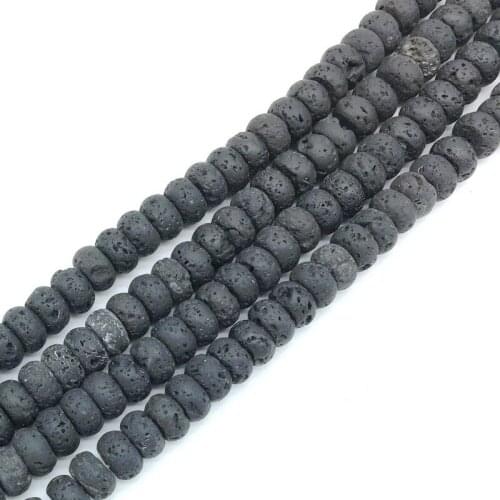 BEADZTALK Lava Beads Rondelle Abacus Shape 5x8 mm For DIY Making Earrings Necklace Bracelet