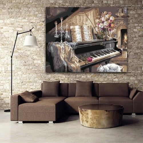 DIY digital painting is a picture of the unique gift "Piano Cat" for Christmas and birthday through digital painting