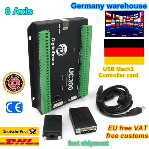 【DE free VAT】 NVUM 6 Axis Mach3 USB Card 300KHz CNC router 6 Axis Motion Control Card Breakout Board for DIY Engraver Engraving