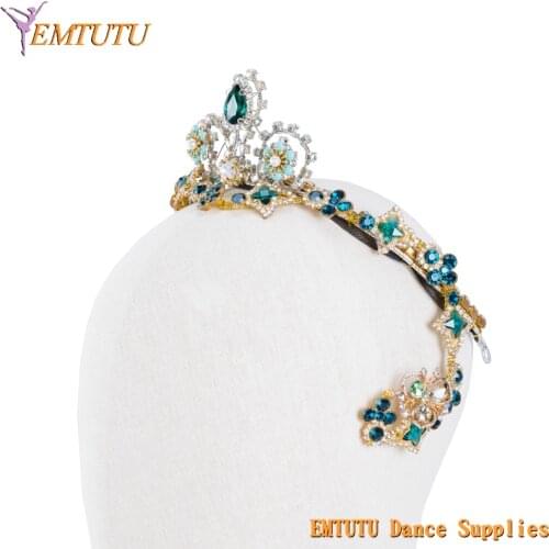 Esmeralda Professional Handmade Ballet Tiara Crown Green Golden Ballet Headpiece Le Corsaire Raymonda Ballet Headdress